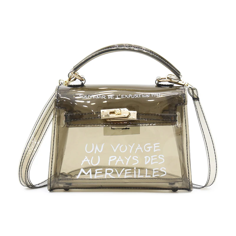 

Transparent Beach Jelly Woman Bag New Candy Color Letter Mini Slung Shoulder Bag 2019 Summer Trend