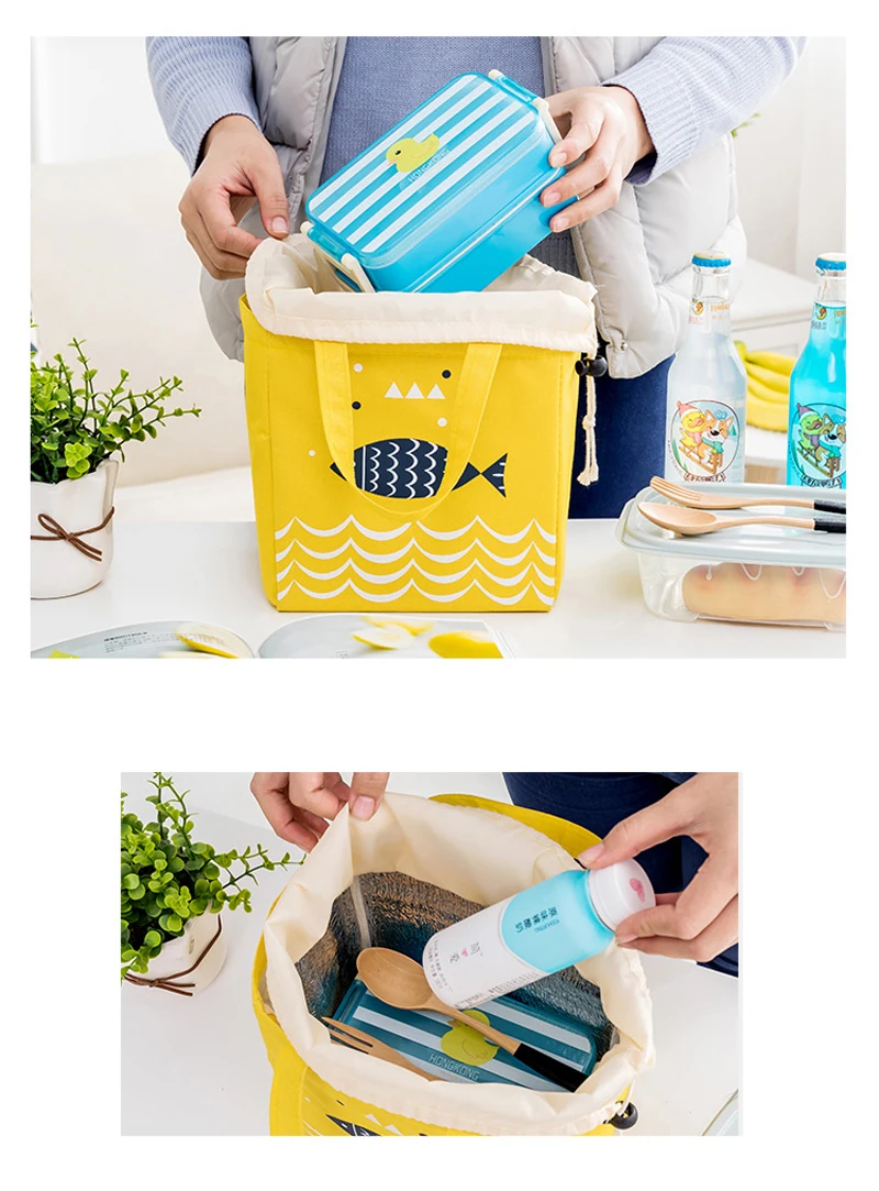 BONAMIE Термосумка для обеда на шнурке Модная Портативная изолированная сумка-холодильник для мужчин и женщин Высококачественная водонепроницаемая сумка для пикника