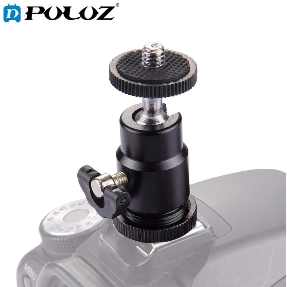 

PULUZ 360 Degree Swivel Konsait Mini Ball Head Mount Hot Shoe Tripod Head 1/4 Tripod Screw Head with Lock