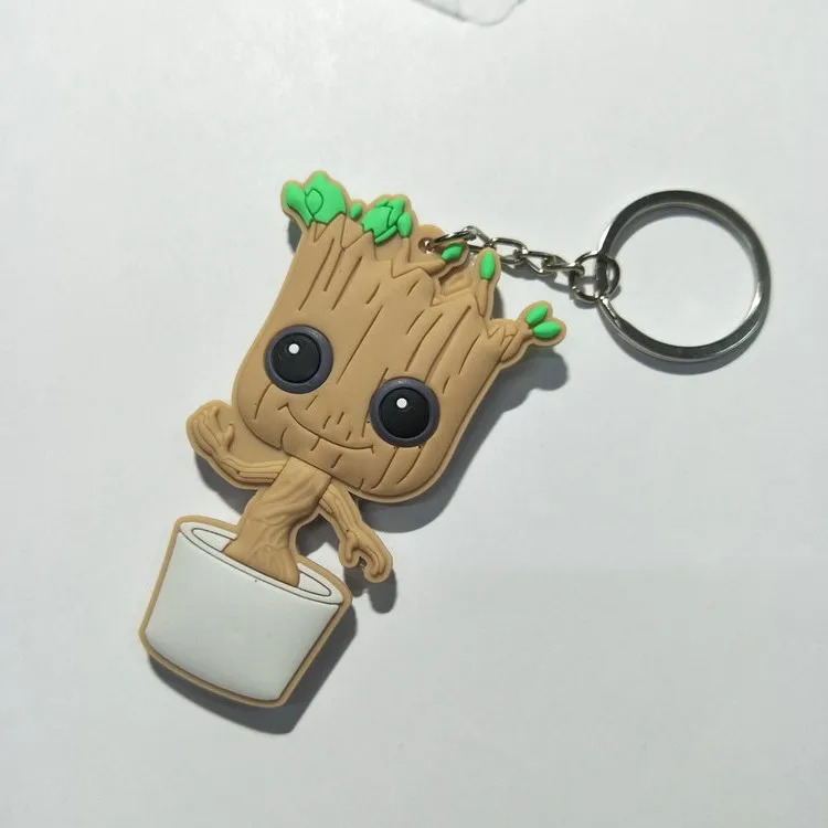 Guardianes de la galaxia cosplay PVC llavero Rocket Raccoon Groot novedad silicona para llaves colgante joyería Chaveiro Llaveros