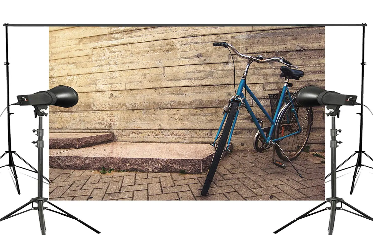 Exquisite Wooden Wall Background Blue Bike Docked on the Ground Child Photo Studio Photography 5x7ft | Электроника