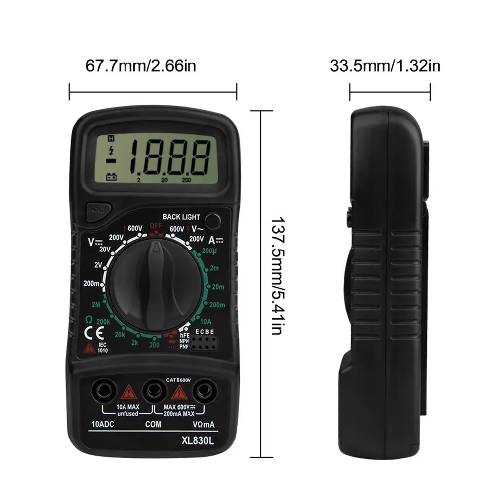 XL830 Mini Digital Multimeter 1999 Counts AC/DC Voltage Current Resistance Frequency Tester True RMS NCV Tester Meter