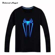 Brand New Girls Boys T-shirts 100% Cotton Children Long Sleeve Tops Kids Hip Hop Neon Print Party Club Night Light Punk Top Tees