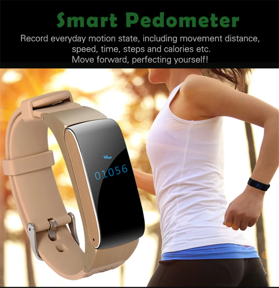 YKSO Bluetooth Talk band Pedometer activity tracker DF22 Smart Wristband Answer Call Talk band For IOS Android Phone (6)