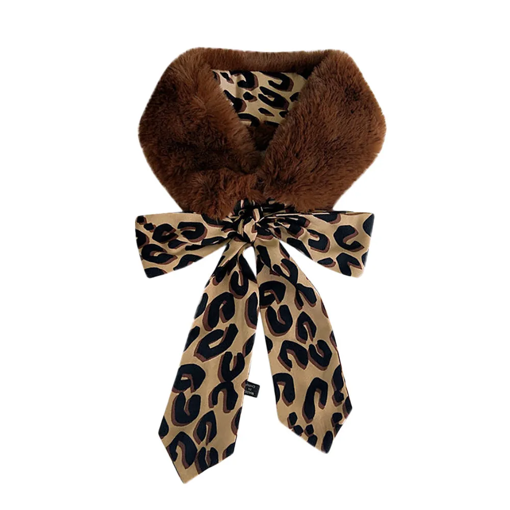 Feitong New Winter Scarves for Women Warmer Leopard Print Faux Fur