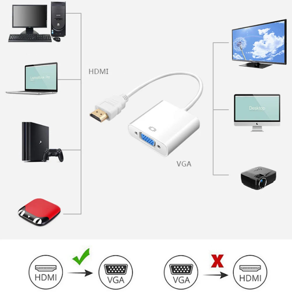HDMI VGA Кабель адаптер конвертер для мужчин и женщин HD 1080P с аудио выходом USB