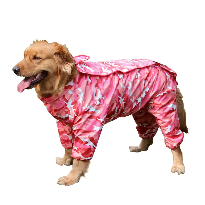 pink camo Дождевик для домашних питомцев, маленьких и больших собак, водонепроницаемая одежда для больших собак, комбинезон, дождевик, комбинезон с капюшоном, плащ, лабрадор, золотистый ретривер - Цвет: pink camo
