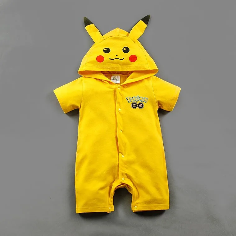 Детский комбинезон с Пикачу+ шапочка, комбинезон с рисунком животных для мальчиков и девочек, одежда для малышей, комплект одежды для новорожденных из 2 предметов, милый детский костюм - Цвет: Pikachu