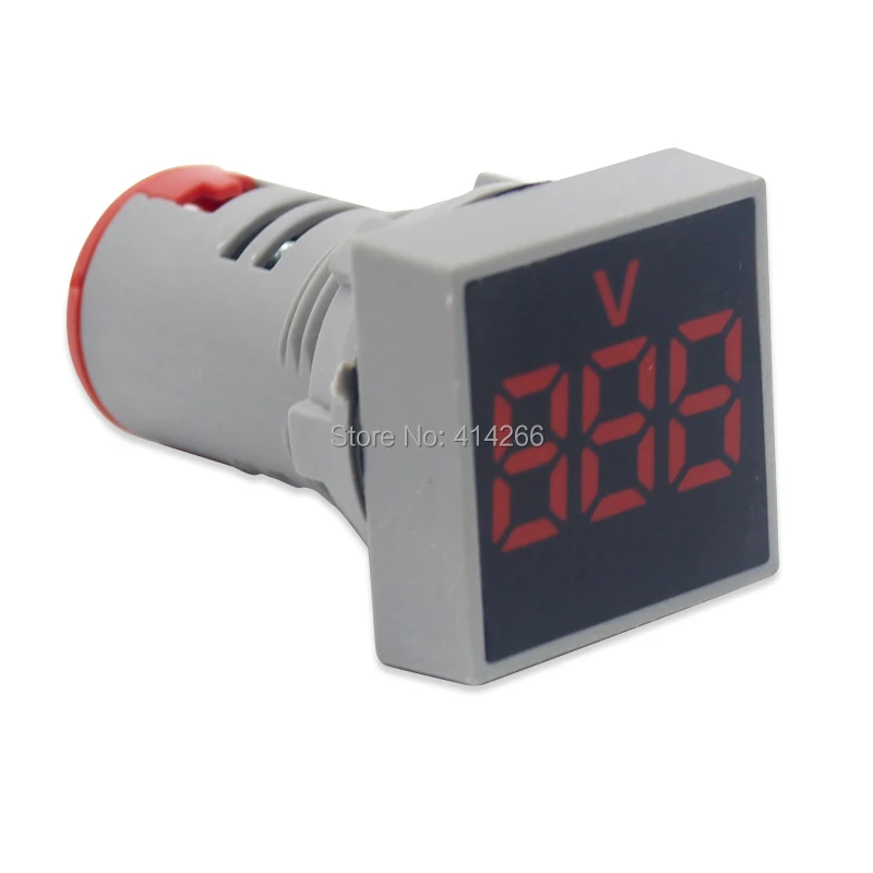 

10pcs/lot free shipping Square 22MM digital Voltmeter 20V-500V Colorful Mini LED Digital Voltmeter Indicator light Pilot lamp