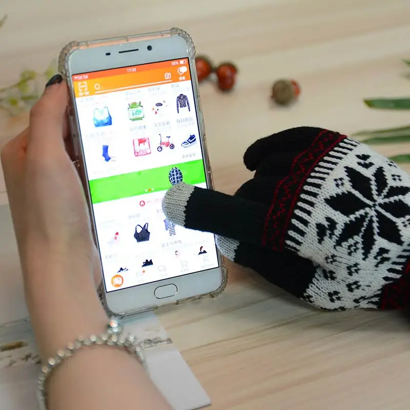 Модные зимние Для мужчин Для женщин трикотажные перчатки Утепленная одежда Фитнес осязаемый Экран перчатки для мобильного телефона iPad Tablet
