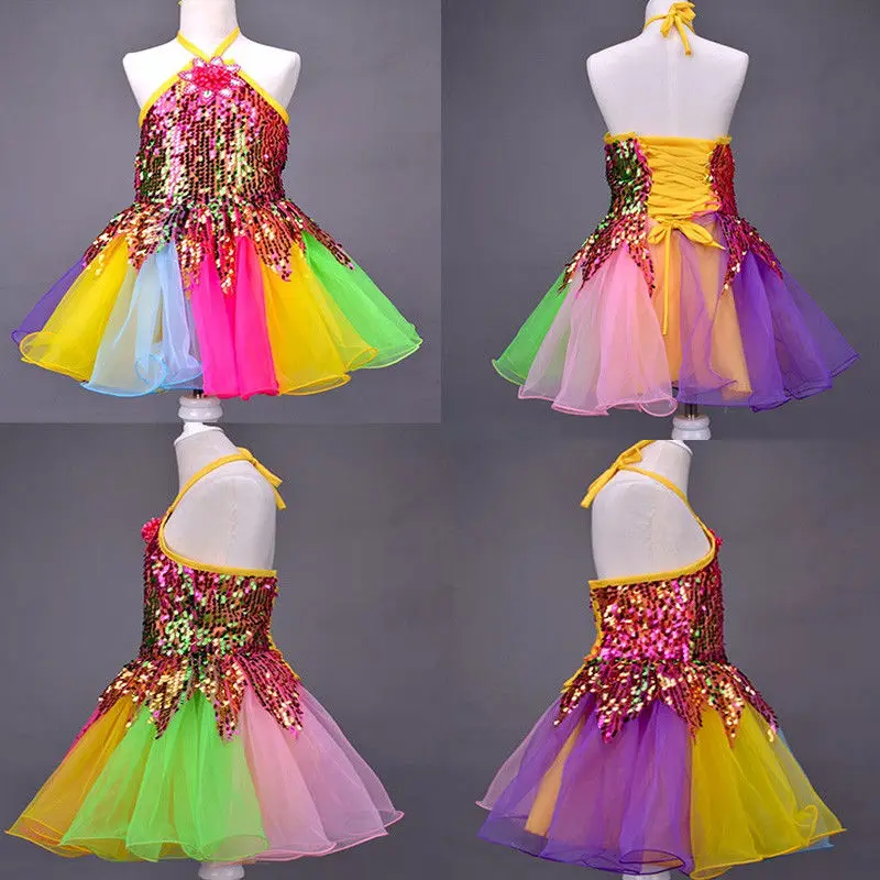 Детское танцевальное платье леопардовое платье-пачка с блестками платья принцессы газовые костюмы для выступлений для девочек Одежда для танцев Acc