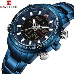 NAVIFORCE Топ Элитный бренд Для мужчин Аналоговые кварцевые наручные часы модные спортивные Водонепроницаемый военные часы мужской часы Relogio