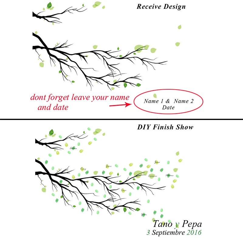 Картина на холсте Customiz отпечаток пальца DIY дерево с подписью Гостевая книга для дня рождения Вечеринка ребенок душ свадебное украшение гость книга - Цвет: HK011
