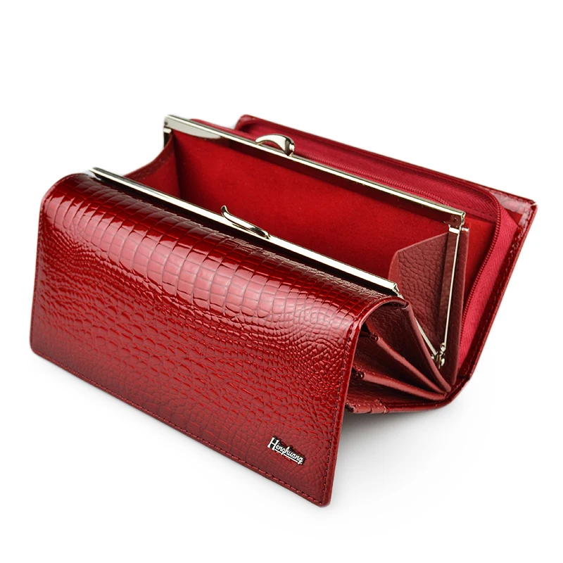HH Genuine Leather font b Women s b font font b Wallet b font Alligator Long