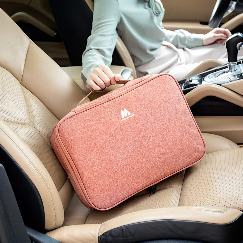 

A4 Durable Book Multi-functional Document Handbag Double Layer Waterproof Cloth Organized Zip Tote Business Briefcases Package