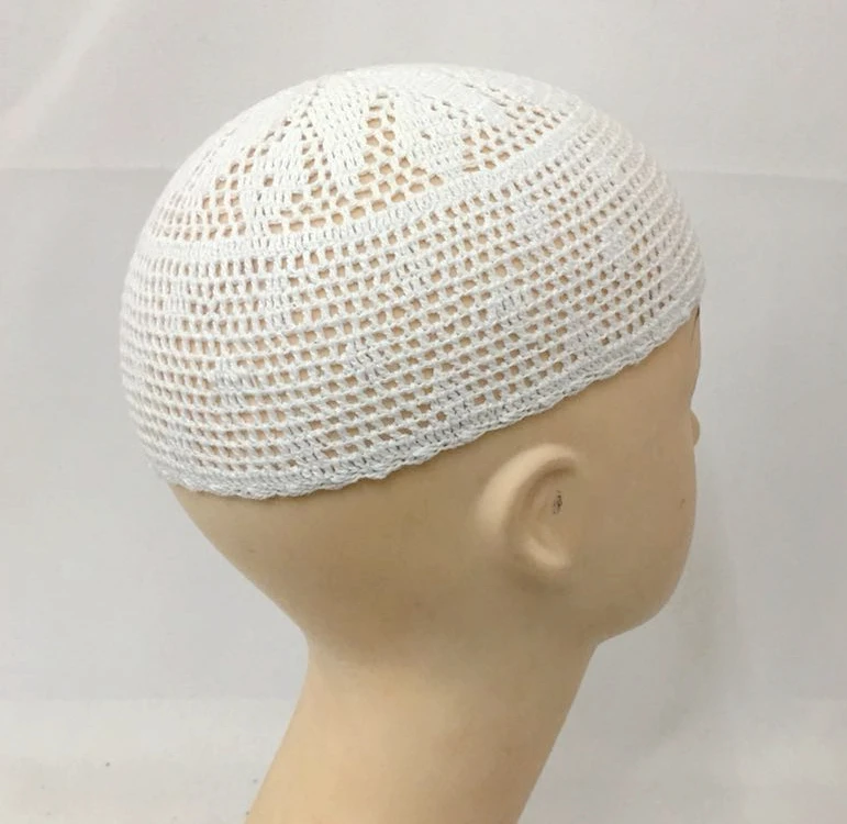 

10pcs/bag Muslim men handmade knitted cotton skullcap islamic cap WHITE Perimeter 44cm
