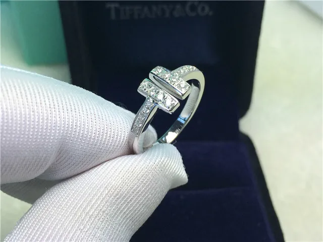 Royal Design Au #2: Vintage T Style Royal Design Solid 18K White Gold Woman Wedding Ring Pure Gold Au750 Female Royal Design Au #2: Vintage T Style Royal Design Solid 18K White Gold Woman Wedding Ring Pure Gold Au750 Female