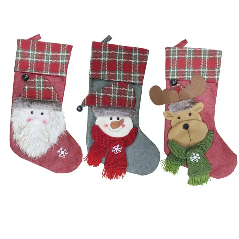 

Christmas Stocking Santa Claus Gift Bag Xmas Tree Hanging Ornament Christmas Decorations for Home Natal Supplies