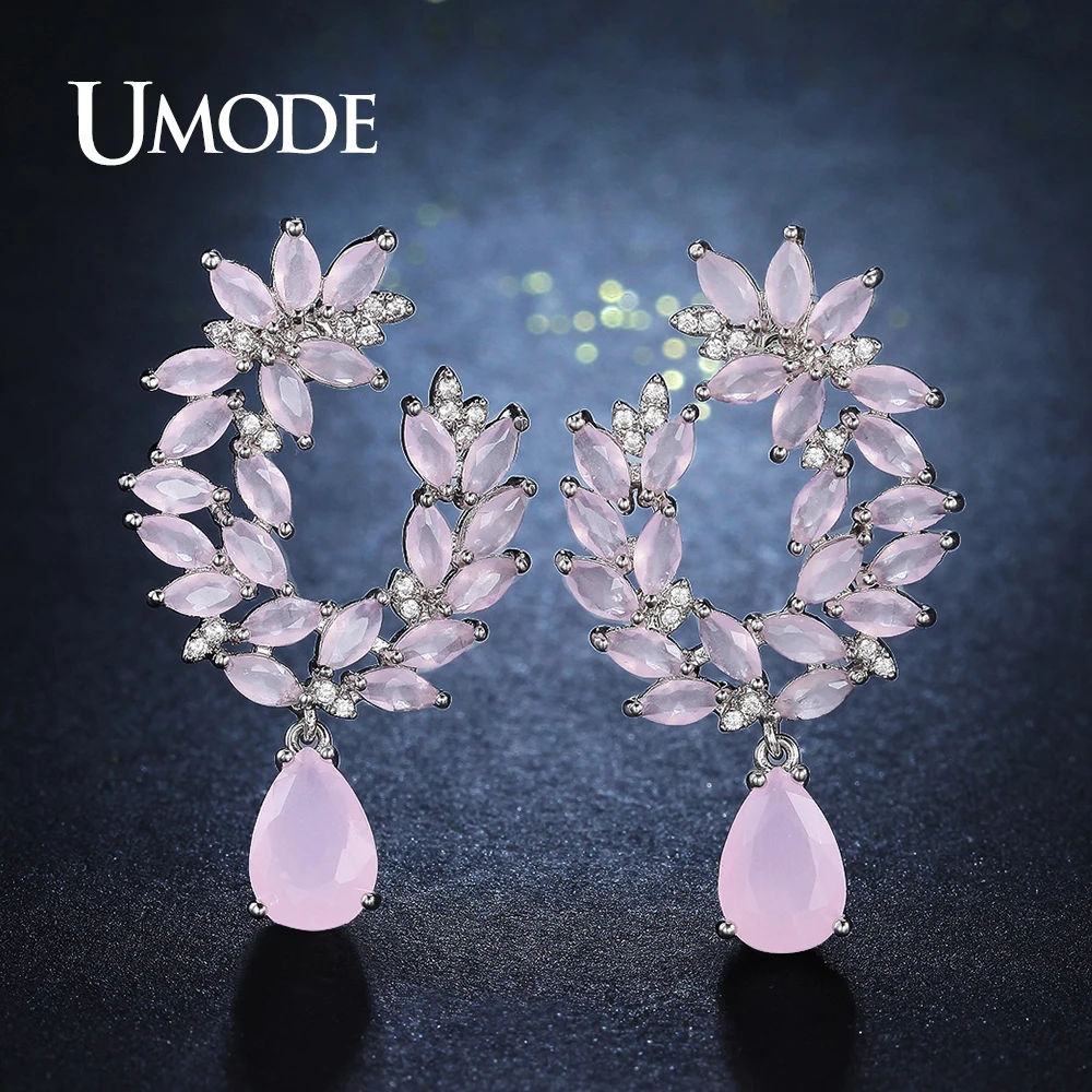 UMODE новые модные уникальные розовые подлинные австрийские серьги подвески в виде