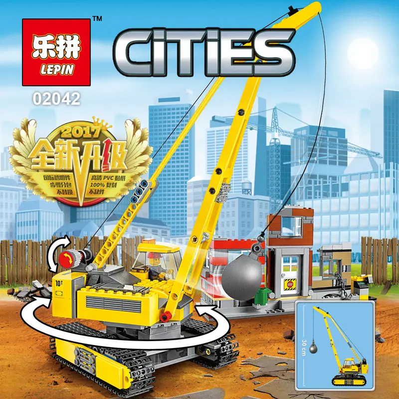 

Lepin 02042 city series 869PCS demolition set construction Blocs bricks 60076 toy for children birthday gifts