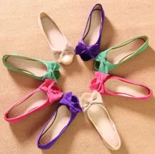 Wholesale Women Shoes Summer New Sweet Fish Head Flat Shoes Leather Bow Student Shoes Large Size Shoes Free shipping