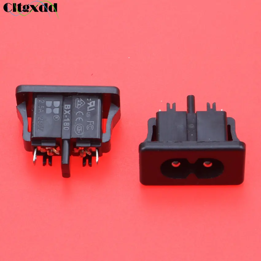 Cltgxdd 1 шт. AC 250 В 2.5A IEC320 C8 Male 2 шпильки розетка на входе встраиваемая черная