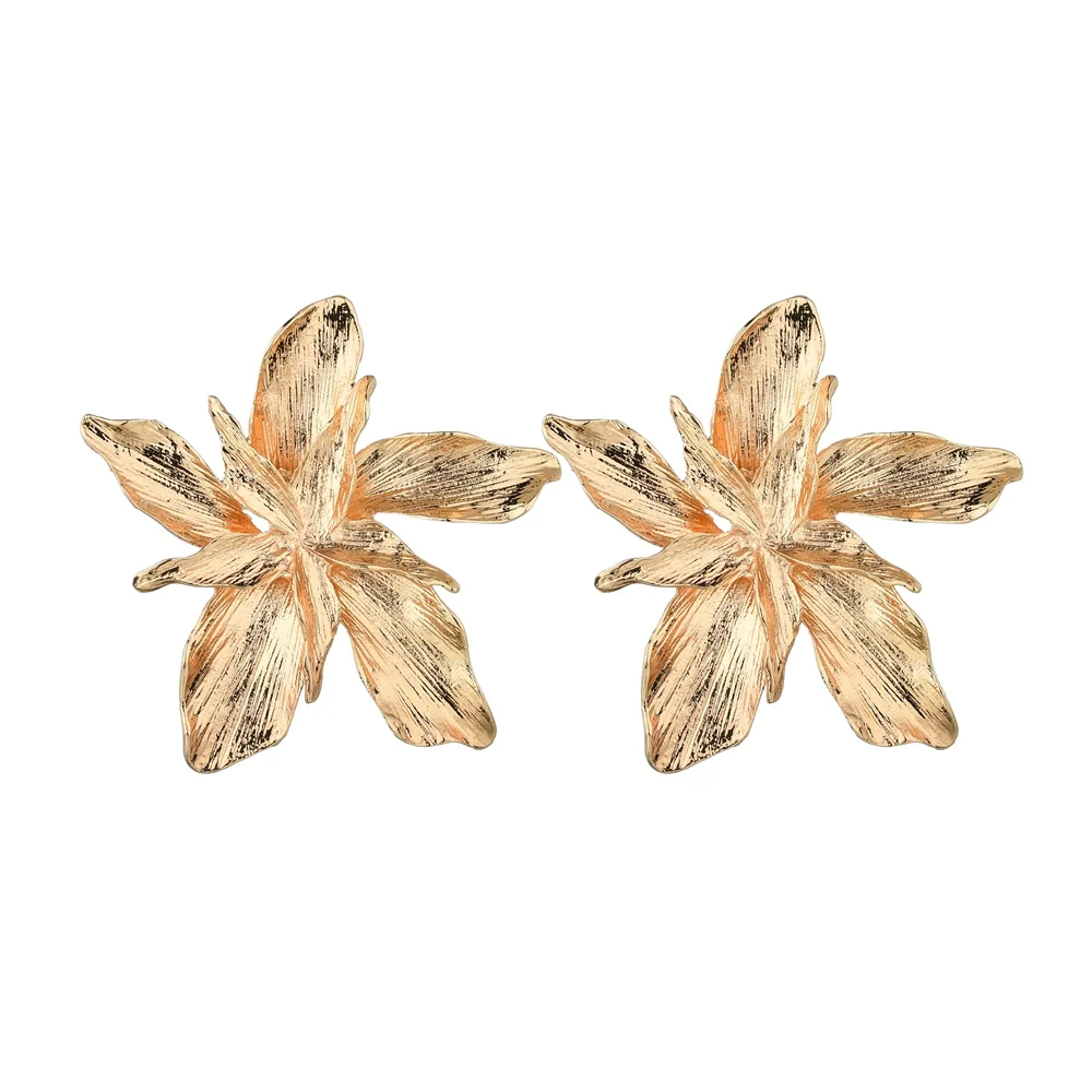 

MissCyCy Vintage Gold Silver Color Metal Big Earrings For Women Fashion Flowers Earrings Statement Jewelry 2019 New