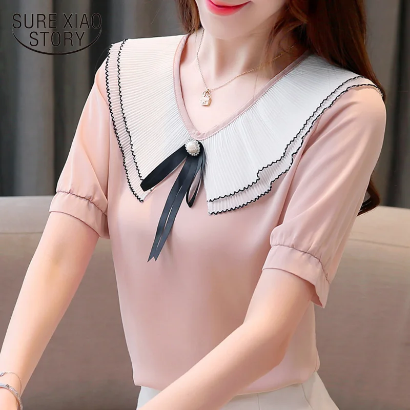 womens tops and blouses blusas mujer de moda 2019 short sleeve chiffon blouse women camisas mujer women blouses shirts 4289 50