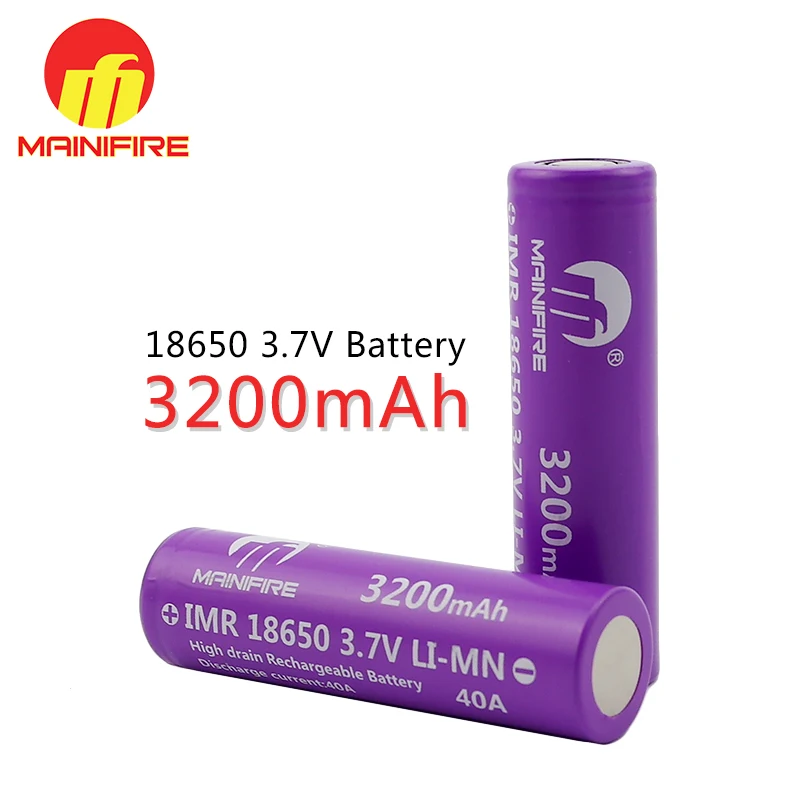 1 шт./лот оптовая цена Mainifire 18650 3200mah 40A 3 7 V литий ионная аккумуляторная батарея