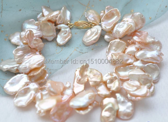 

shitou 00343 2row 8" 18mm pink lamina KESHI REBORN PEARL BRACELET