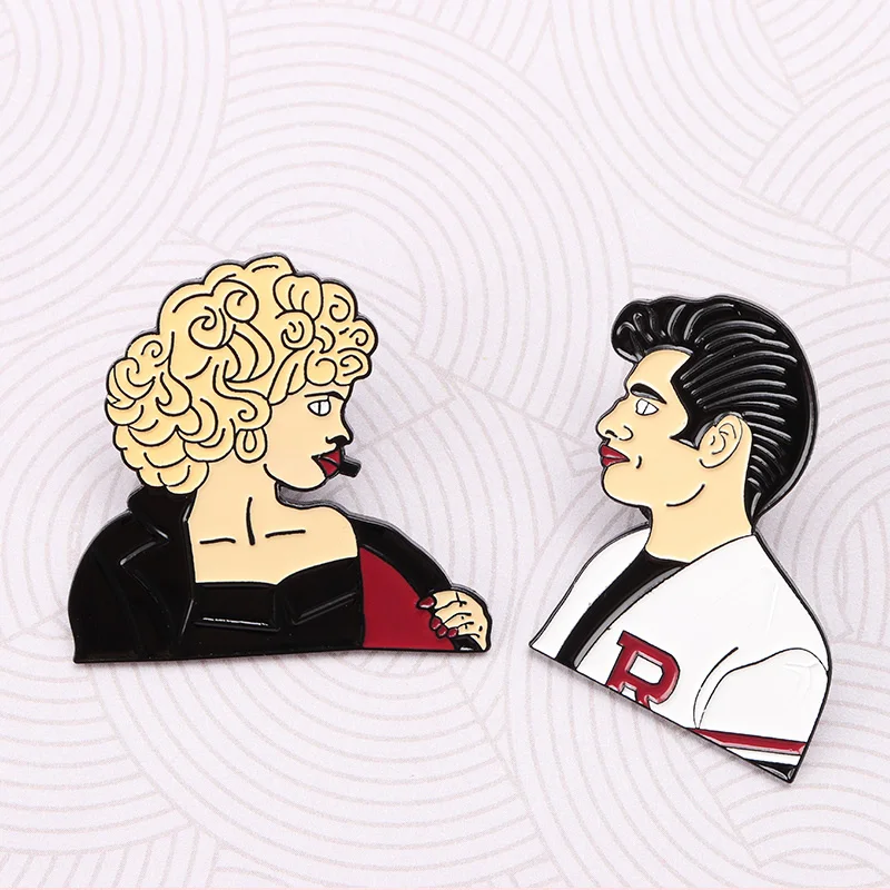 Креативный фильм жир Сэнди и Денни жесткий эмалированный Pin набор броши