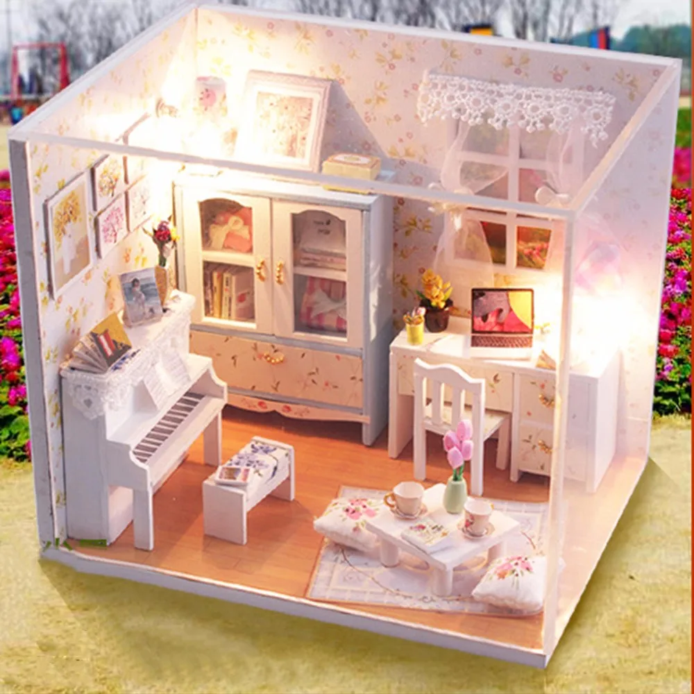 DIY Кукольный дом Мебель Миниатюрные деревянные кукольные домики миниатюрный кукольный домик Балконная мебель набор игрушек для детей Рождественский подарок