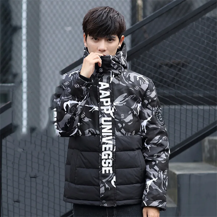 

Youth men's down jacket men's jacket camouflage short Korean version of the self-cultivation hooded to keep warm