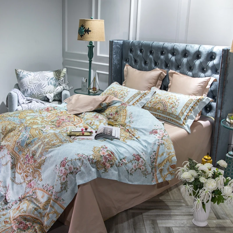 Waliicorners 60S Egyptian Cotton Royal Luxury Bedding set King Queen Size boho Bed set Duvet Cover Bedsheet set parrure de lit 22 10