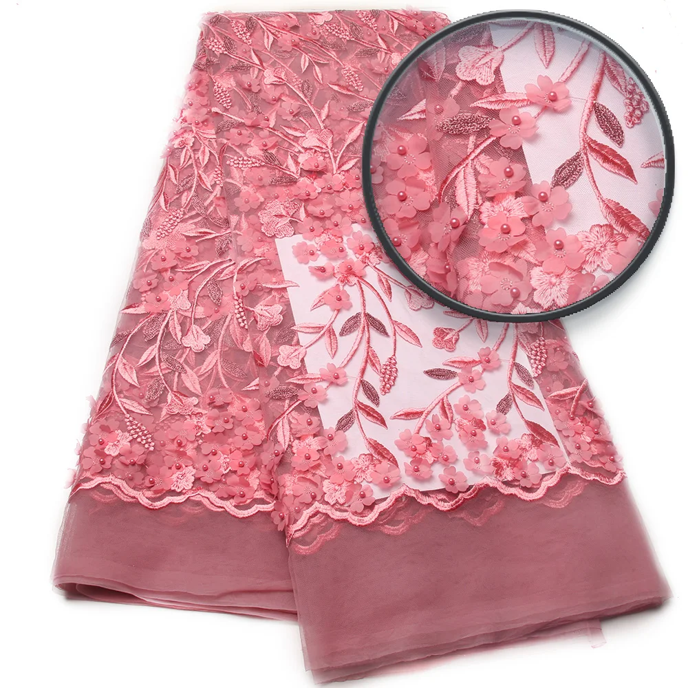 Buy Lace Fabric With Beaded Embroidered, Nigerian Lace