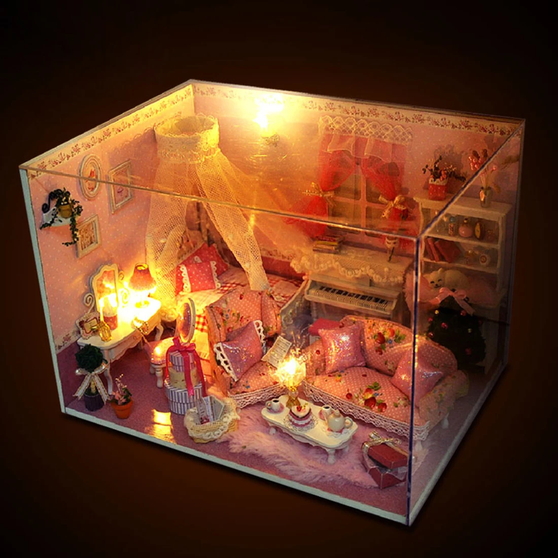 

Interesting Dollhouse Princess Diary 3D Assembly DIY Household Creative House Kit with Dust Cover miniature dollhouse