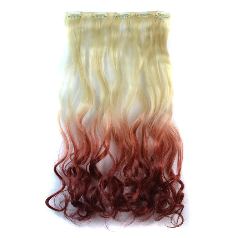 Jeedou волнистые синтетические волосы клип в 5 клипсах наращивание волос 1" 45 см 55 г синий зеленый розовый градиент Омбре цвет украшение шиньоны