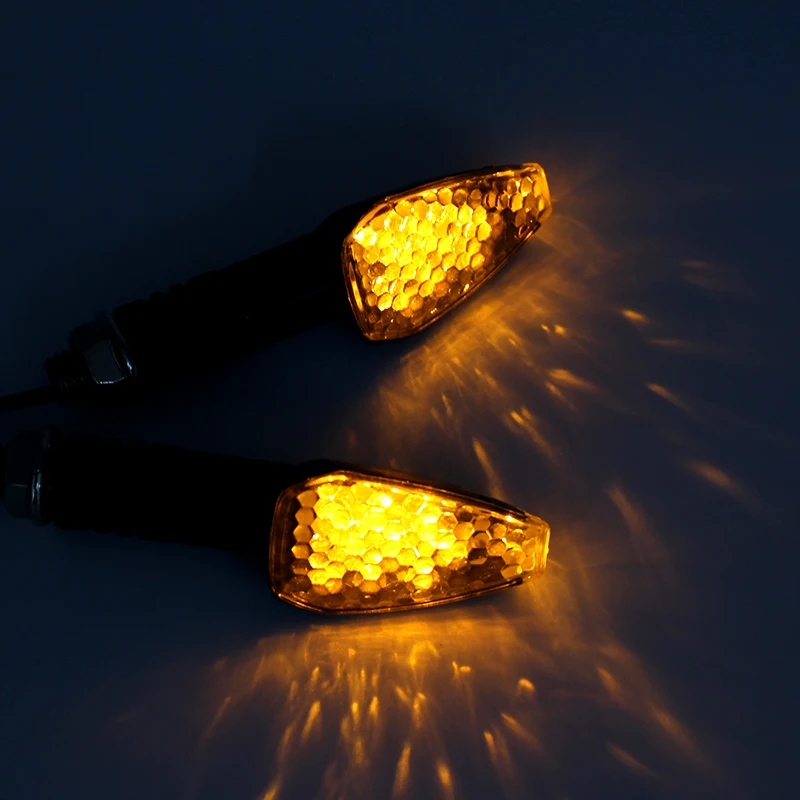Nuoxintr 1 Pair Universal Motorcycle Turn Signal Lights LED Triangle Sequential Turn Signals Indicators for Honda Kawasaki Yamaha
