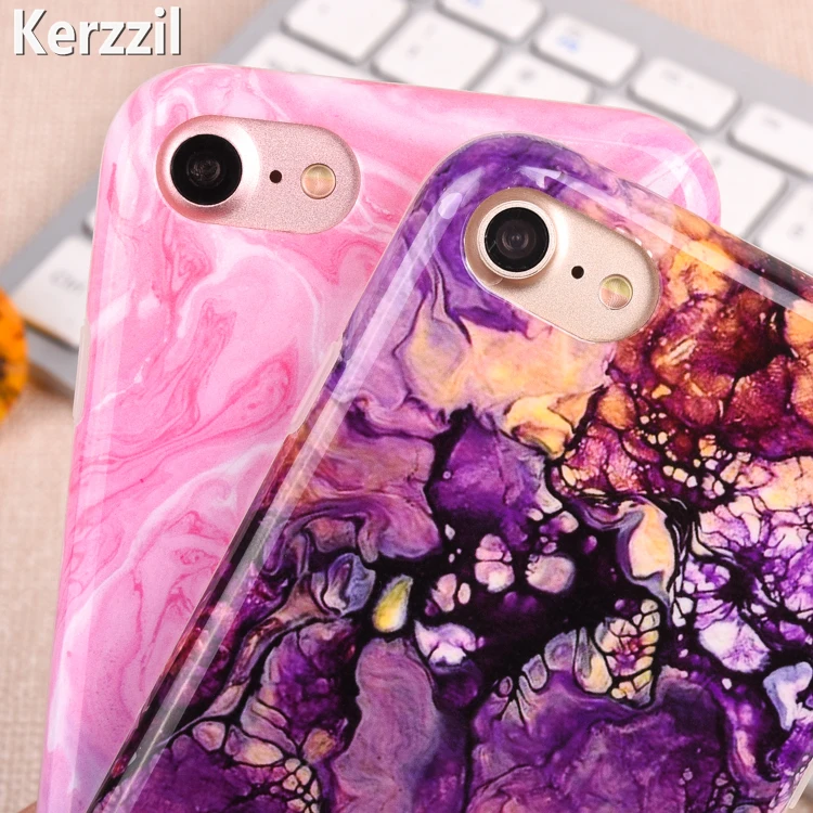 

Kerzzil 2017 Fashion Soft TPU Phone Case For iPhone 7 6 6S Plus Marble Stone Texture Painted Cover Back For iPhone 6 7 6S