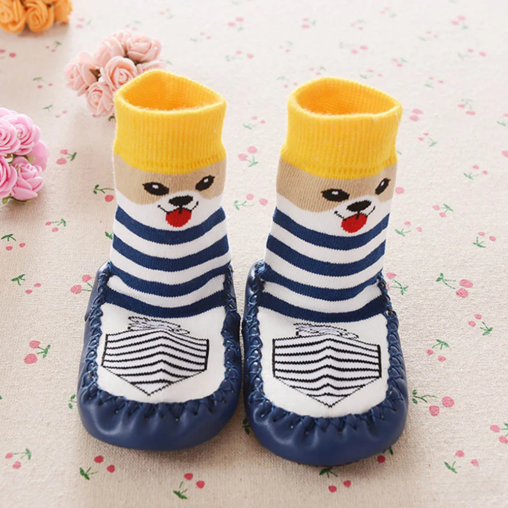 Casaul Cartoon Kids Socks Soft Sole Toddler Baby Anti slip Sock Shoes Boots Slipper Unisex Boys