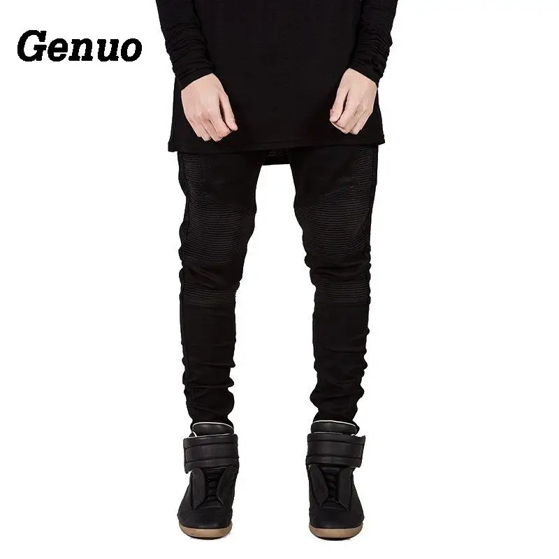 

Genuo Jeans Men Streetwear Ripped Biker Jeans Homme 2018 Mens Fashion Motorcycle Slim Fit Moto Denim Pant Joggers Skinny Pants