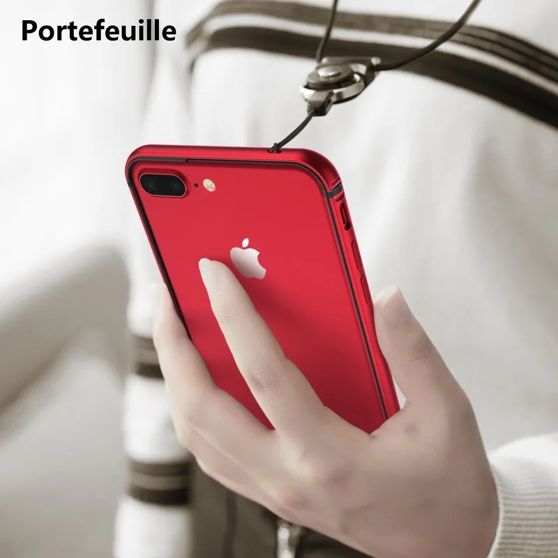 Portefeuille для iPhone 7 бампер чехол Алюминиевый металлический силиконовый каркас тонкий бампер чехлы для iPhone 8 Plus 7 Plus iPhone7 iPhone8