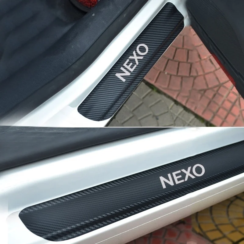 

4 Pieces Carbon Fiber Vinyl Sticker The Door Sticker Car Window Protector Plate Wear for Hyundai Nexo Car Accessories