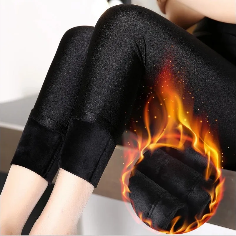 

women winter velvet leggings lady large size XL push up shine warm pants girl thick slim pant fitted pencil legging