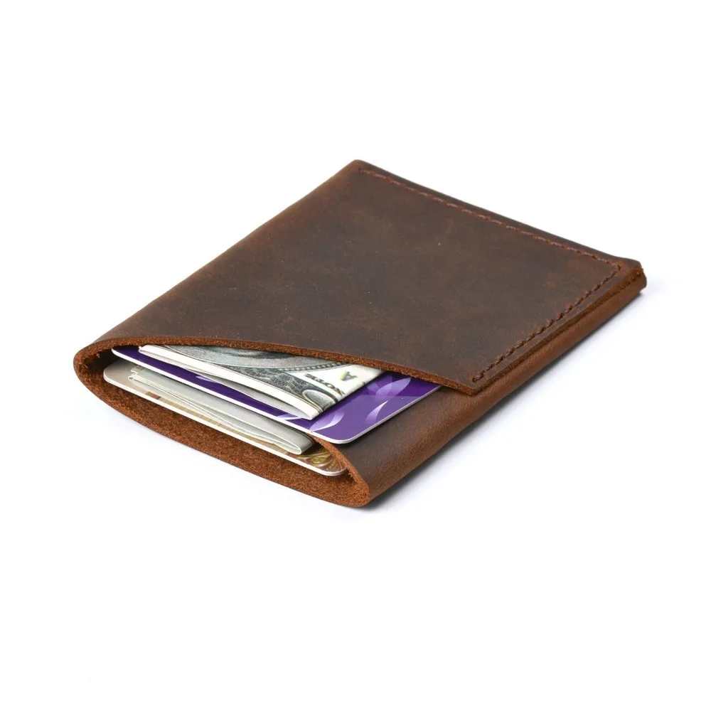 

Moterm Handmade Credit Card Holder Genuine Crazy Horse Leather Mini Coin Purses Card holders Vintage design Free shipping