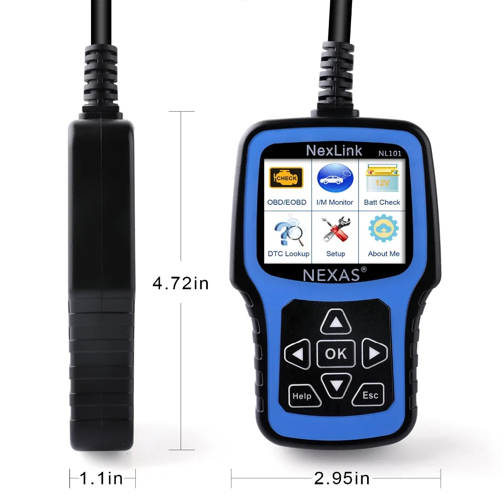 OBD2 сканер инструмент диагностики авто Nexas NL101 с Батарея Тесты для диагностики автомобиля автомобиль сканер универсальный, оптический двигателя Code Reader