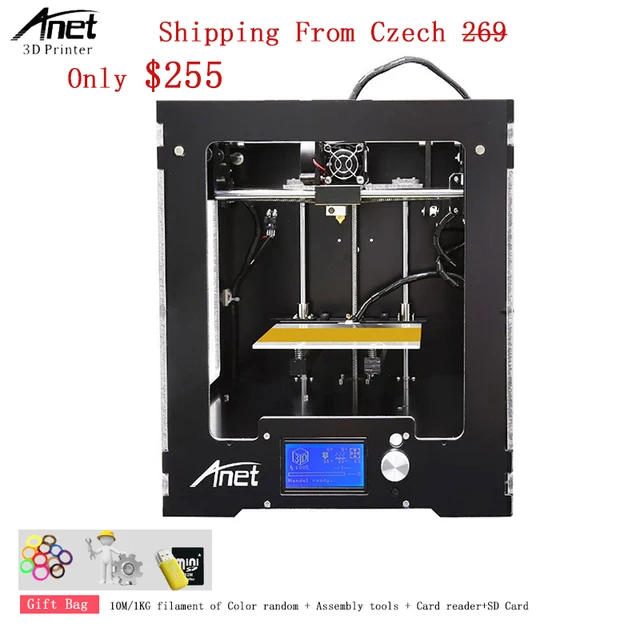 Special Price Aluminum Composite Panel Anet A3s 3D Printer With High Precision 0.1-0.3MM 1.75MM PLA ABS HIPS Filament 3D Printer Machine Sale