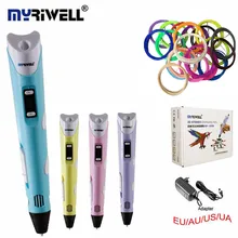 MYRIWELLL 3d Pen 2st Generation 3D Magic Pen LED Temperature Display Screen Add Free 20Color ABS Filament Best DIY Gift For Kids