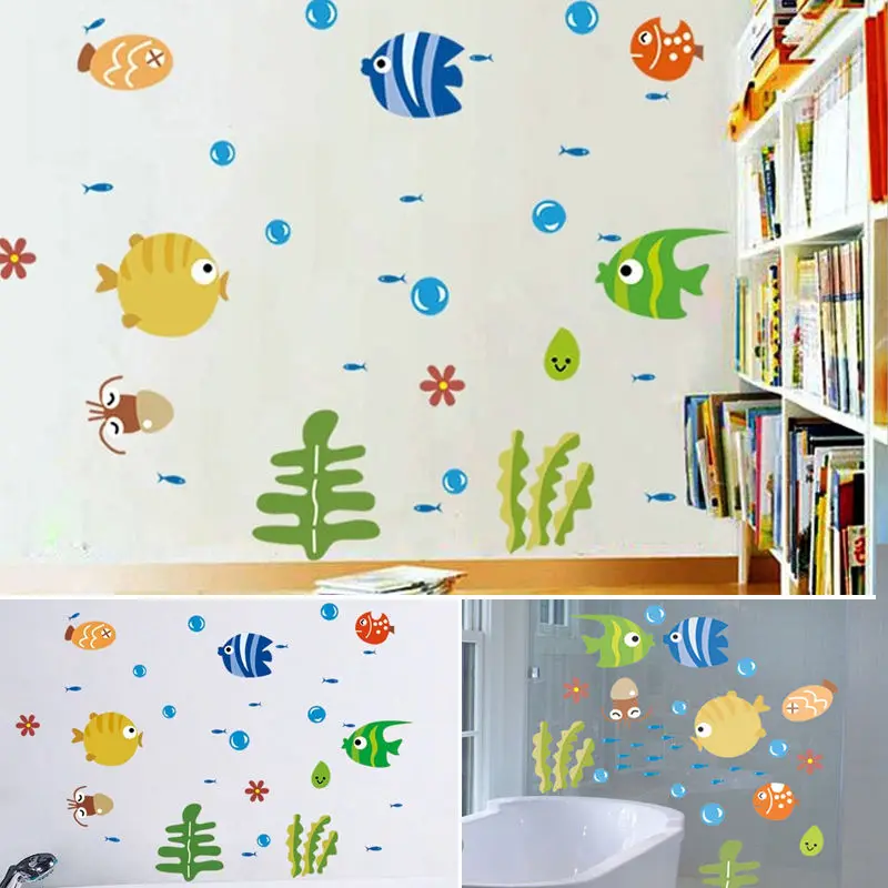 Removable Wall Sticker Fish Decal For Kids Children Room Bathroom Decor Toilet