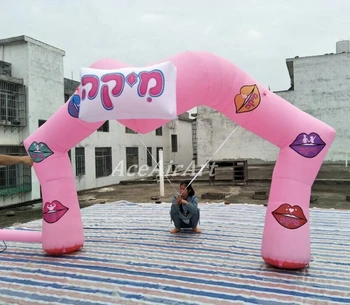 

Durable and reusable Oxford fabric with PU coated pink wedding banner arch inflatable lip archway with free printing for Paris